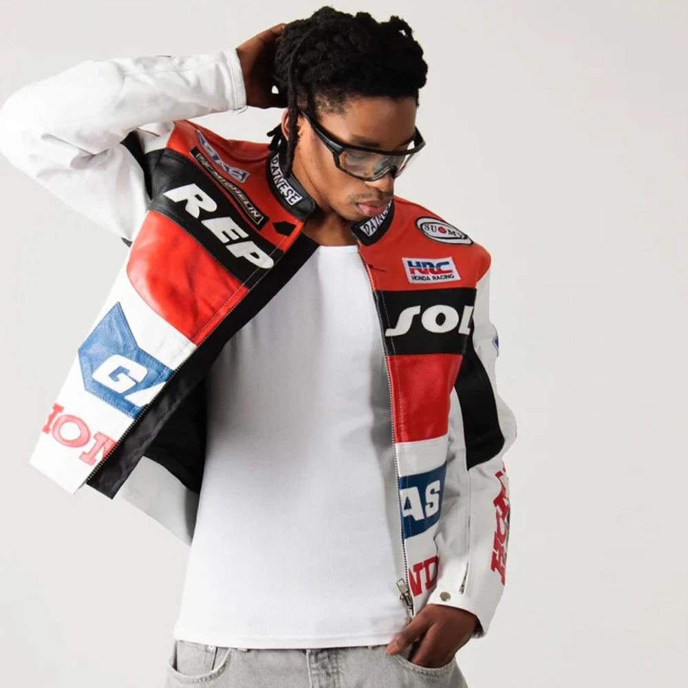 Classic Repsol Men’s Honda Motorbike Racing Leather Jacket