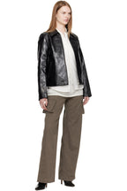 Black Cropped Leather Jacket – Boxy Fit