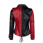 Avanzar Leather Rebel Punk Black & Red Studded Jacket