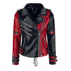 Avanzar Leather Rebel Punk Black & Red Studded Jacket