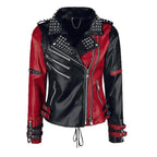 Avanzar Leather Rebel Punk Black & Red Studded Jacket