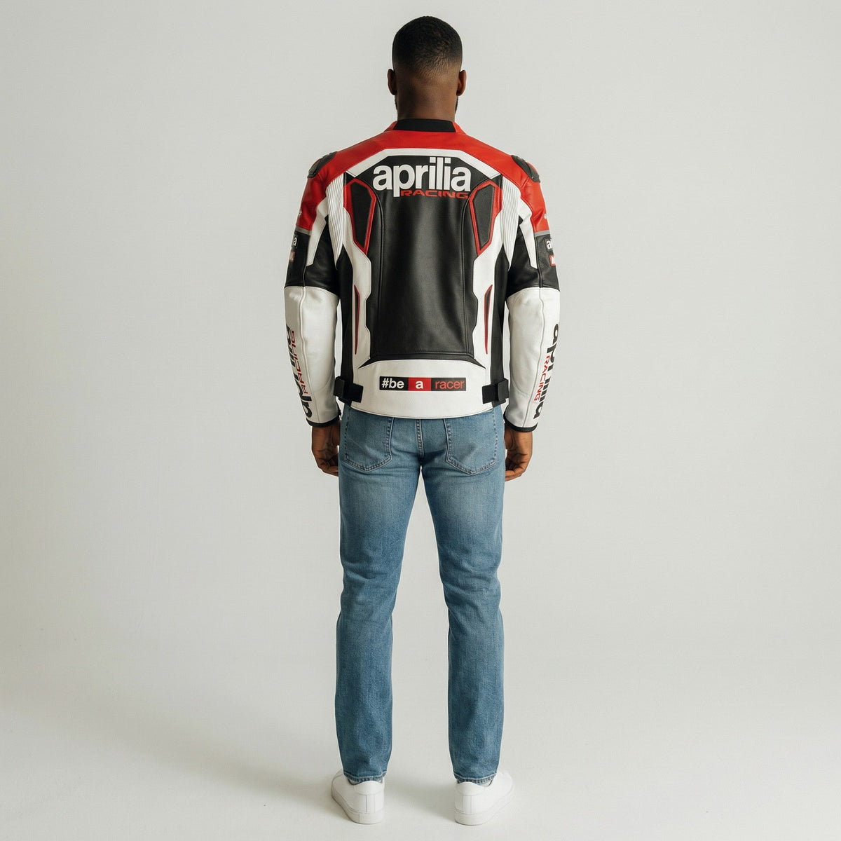 Aprilia Racing Motorcycle Leather Jacket | Red Black White MotoGP