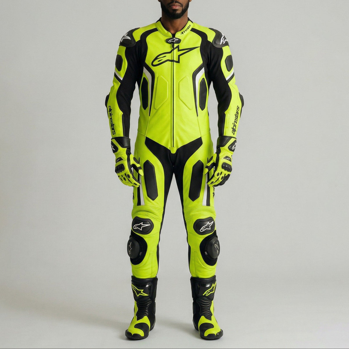 Alpinestars GP Tech V5 One-Piece Racing Leather Suit | Neon Yellow Black