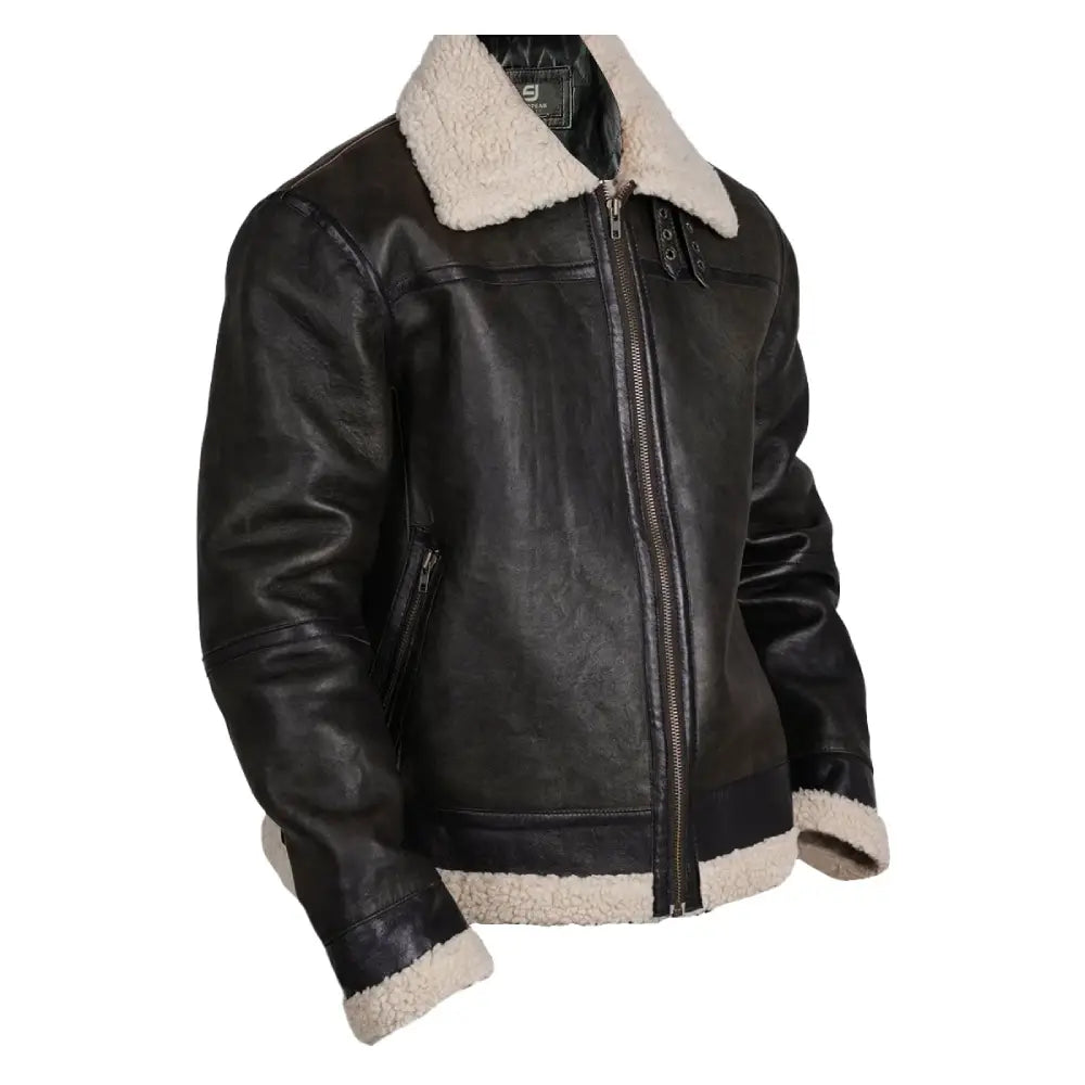 Shearling Leather Bomber Jacket