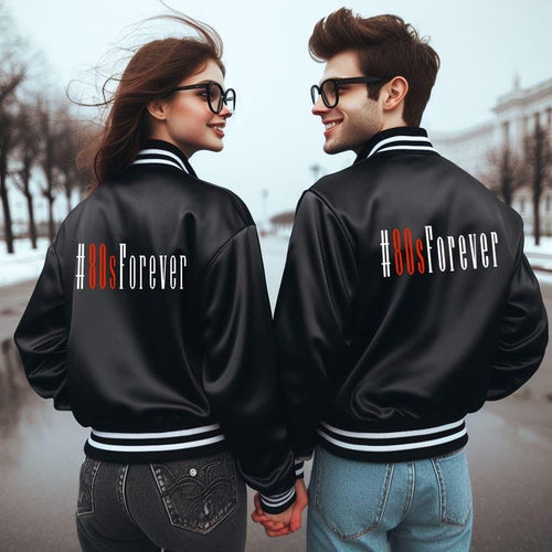 80sForever Retro Satin Baseball Jacket for Couples – Vintage Varsity Style