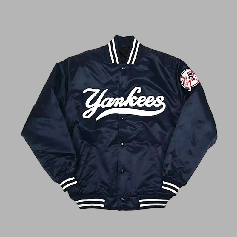 NY Yankees Satin Bomber Jacket – Classic Baseball Varsity Style (Unisex)