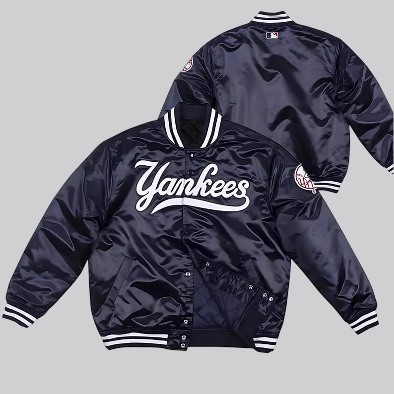 NY Yankees Satin Bomber Jacket – Classic Baseball Varsity Style (Unisex)