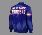 New York Rangers Blue Satin Varsity Jacket – Starter Full-Snap Unisex Edition