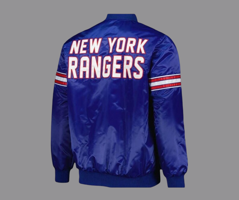 New York Rangers Blue Satin Varsity Jacket – Starter Full-Snap Unisex Edition