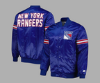 New York Rangers Blue Satin Varsity Jacket – Starter Full-Snap Unisex Edition