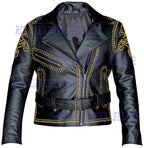 Women Leather Jacket Ladies Biker Jacket Golden Pine Studs Design