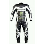 KAWASAKI MONSTER BLACK WHITE MOTORCYCLE LEATHER RACING SUIT