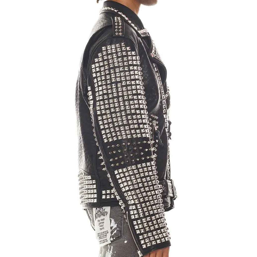 Avanzar Classic Studded Leather Biker Jacket