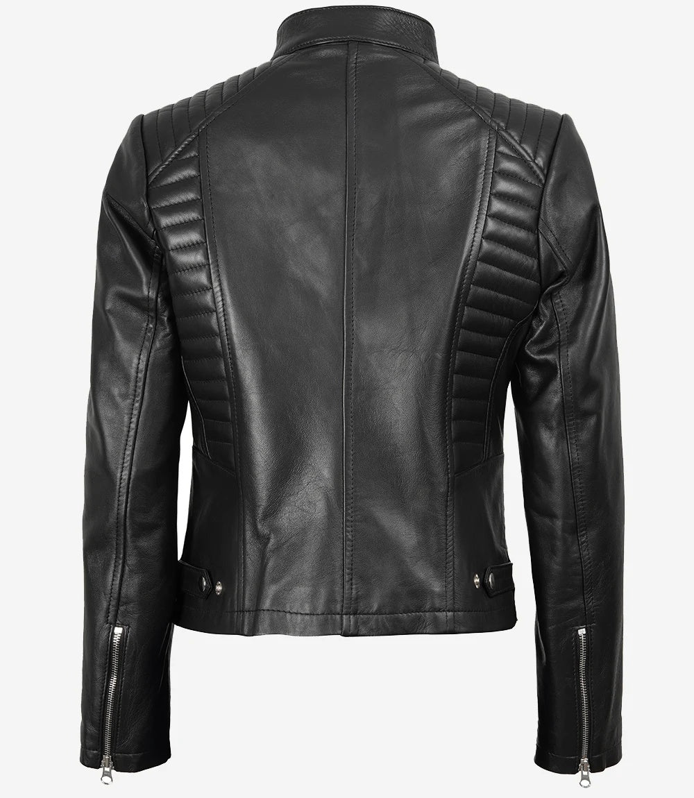 Avanzar Leather Women’s Classic Black Café Racer Jacket