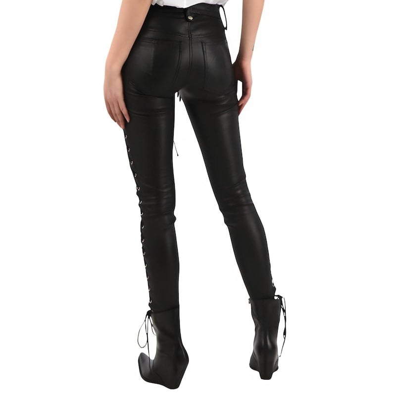 Women’s Black Leather Biker Pants