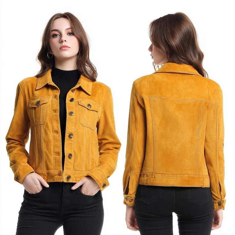 Women’s Suede Leather Jacket Classic Vintage Western Style