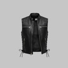Men’s Black Genuine Leather Vest Rugged Sleeveless Jacket