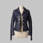 Vintage Western Leather Jacket for Women Cowgirl Boho Fringe
