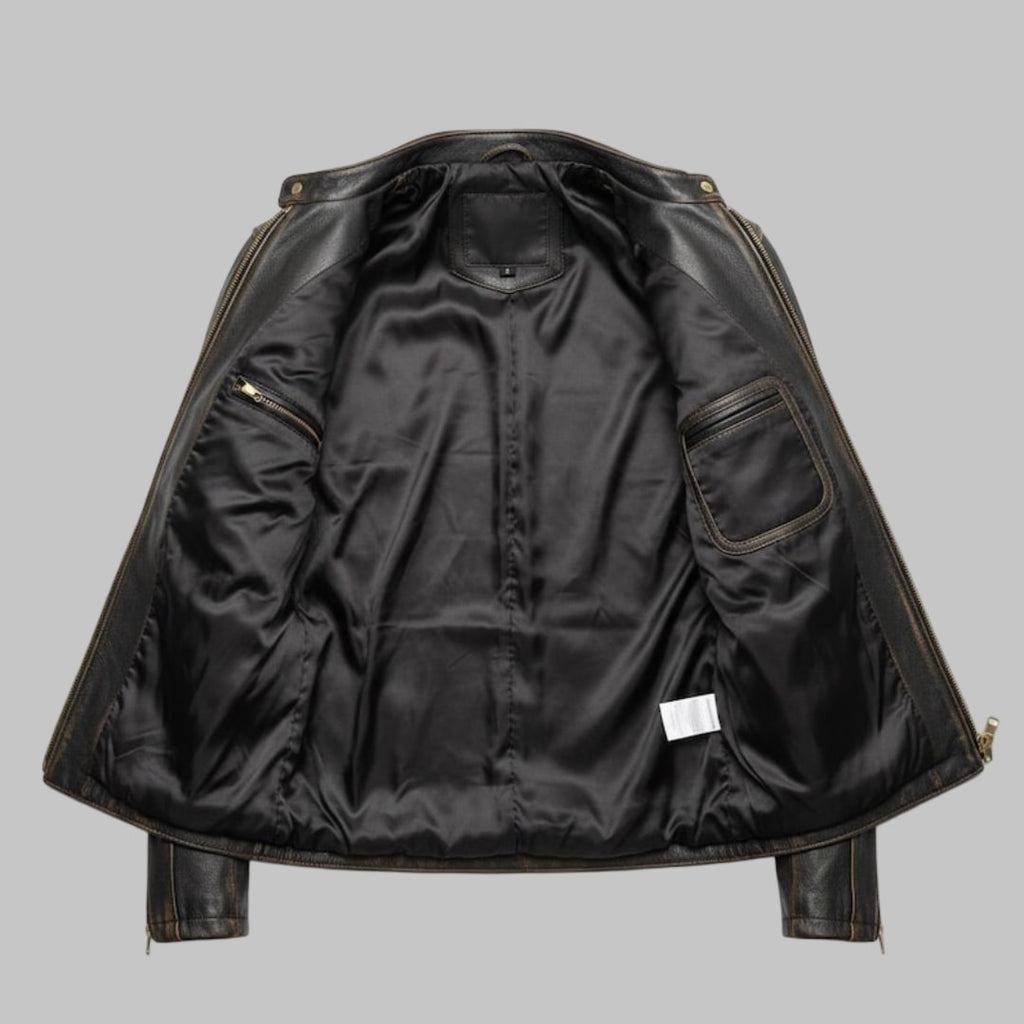 Men Distressed Brown Vintage Leather Motorcycle Jacket