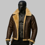 Men’s Shearling Bomber Jacket Genuine Sheepskin Aviator Style