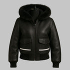 Handmade Fur Lined Leather Bomber Jacket for Women