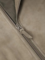 Men Suede Bomber Jacket Classic Casual Leather Coat
