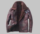 Brown Sheepskin Shearling Leather Bomber Jacket