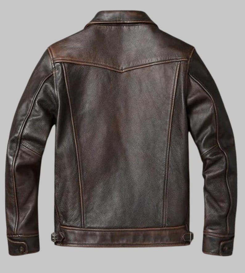 Men’s Vintage Biker Leather Jacket Handmade Sheepskin Outerwear