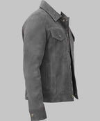 Men Genuine Suede Leather Trucker Jacket Western Motorcycle Style