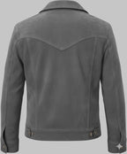 Men Genuine Suede Leather Trucker Jacket Western Motorcycle Style