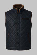 Shearling Vest for Men Blue Sheepskin Leather Genuine Shearling Fur Gilet by Avanzar Leather