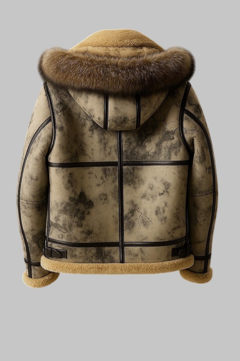 Shearling Jacket Men B3 Sheepskin Leather Bomber Flying Fur Jacket