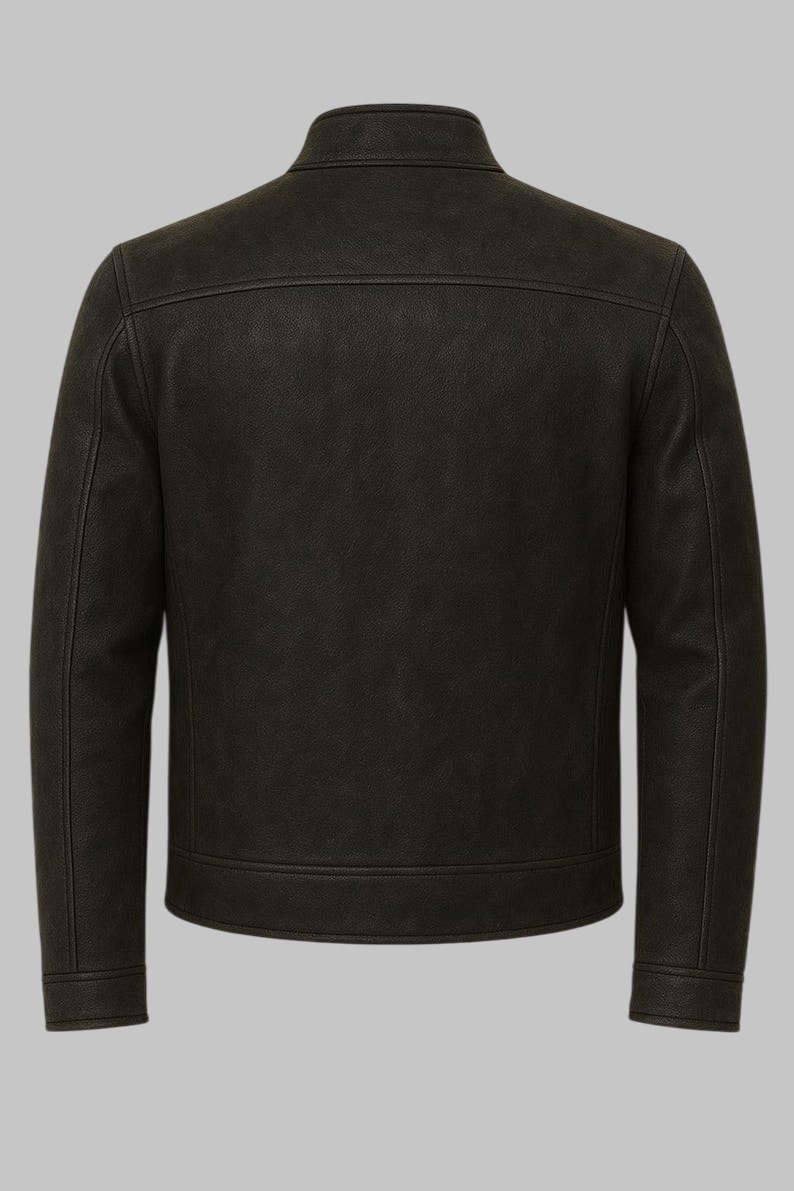 Premium Bat Logo Leather Jacket Men Black Distressed Motorcycle Outerwear