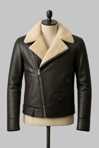 Shearling Biker Jacket Men Real Sheepskin Leather Bomber Flying Fur Jacket