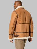 Men Shearling Sheepskin Leather Jacket Brown