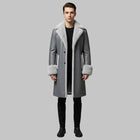 Men Grey Shearling Sheepskin Leather Coat