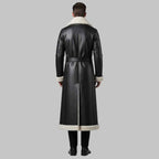 Men’s Long Shearling Trench Coat Luxury Handmade Sheepskin Leather Winter Coat