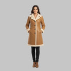 Women’s Brown Aviator Shearling Leather Coat Vintage Sheepskin Winter Jacket
