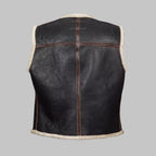 Men Shearling Leather Aviator Vest Vintage Sheepskin Flight Gilet