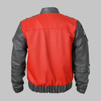 Back to the Future Red Leather Bomber Jacket 80s Retro Cosplay Costume