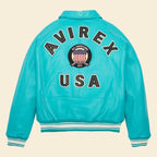 Turquoise Leather Bomber Avirex Jacket - Original Avirex Jacket