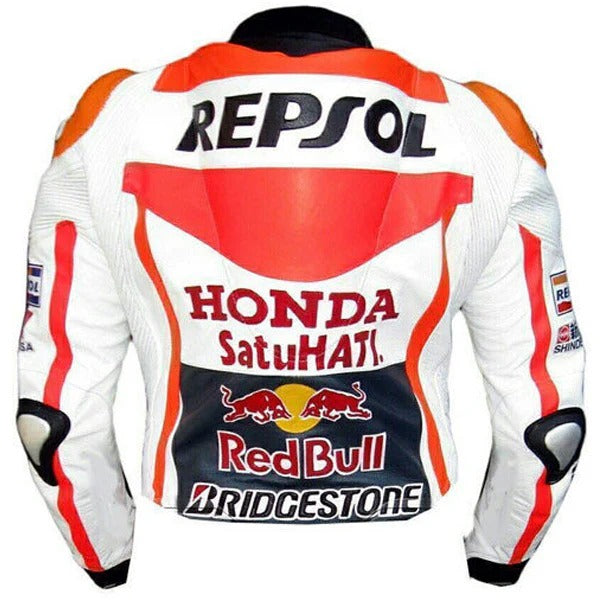 New Men's Racing Motorcycle Cowhide Genuine Leather Jacket