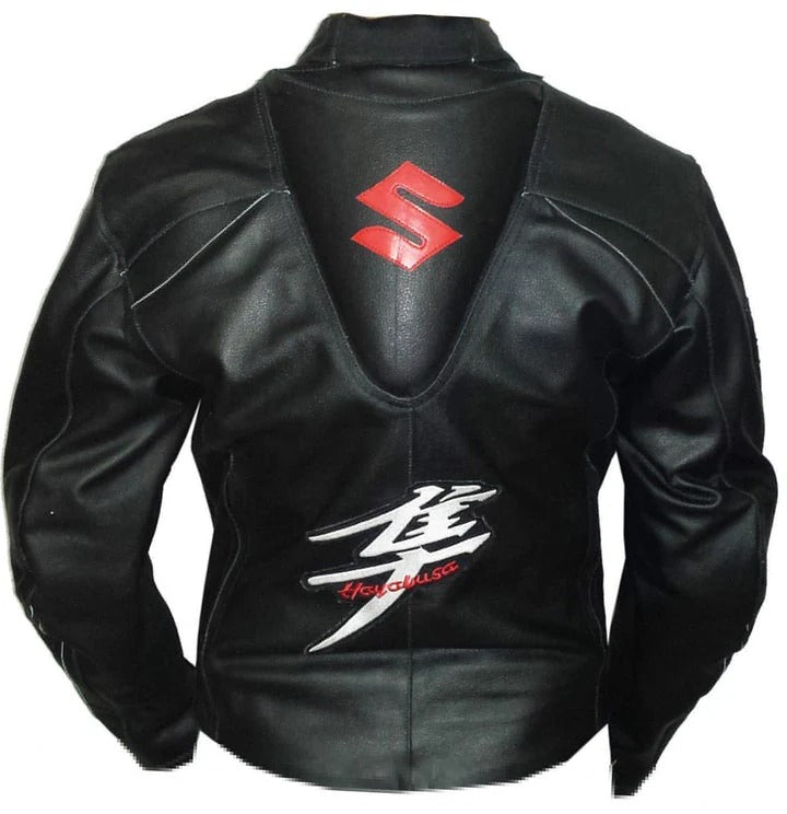 SUZUKI GSXR Motorcycle Leather Racing black & Red Jacket