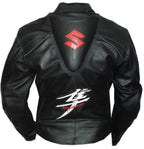 SUZUKI GSXR Motorcycle Leather Racing black & Red Jacket