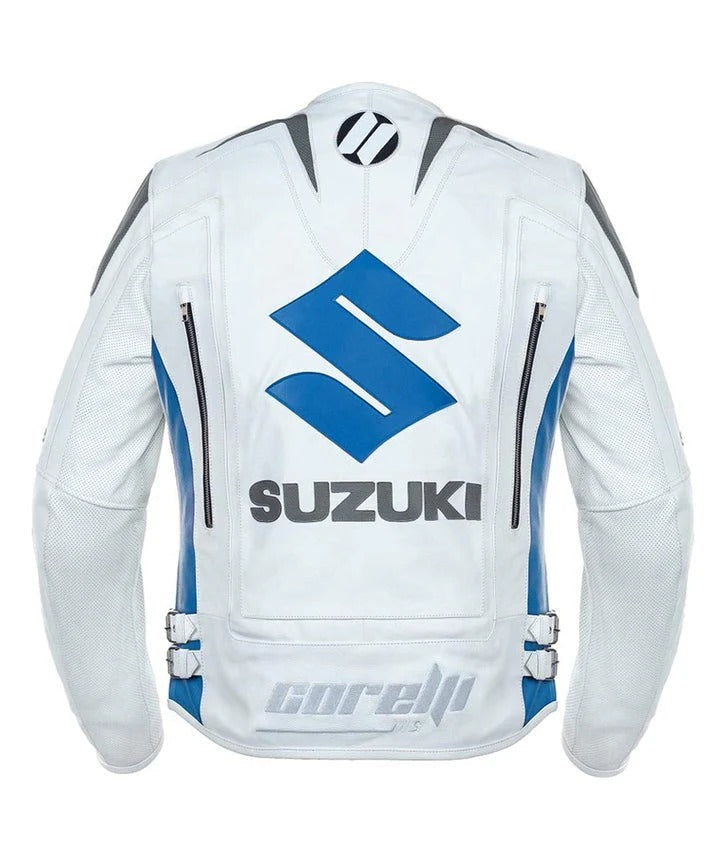 New Motul White Suzuki Leather Racing Jacket