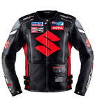New Suzuki Motorbike Jacket Red Suzuki Motorcycle Leather Racing Jacket