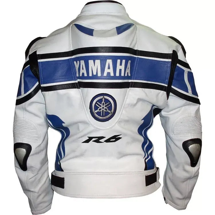 Yamaha Racing R6 Motorbike Jacket Genuine Leather Biker Jacket