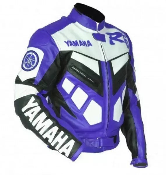 Yamaha R6 Motorcycle Jacket CE Armors Cowhide Leather Biker Jacket