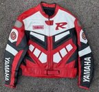 Yamaha Red Motorcycle Jacket Cowhide Riding Leather Jacket