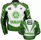 Trending Yamaha Motorcycle Green White Leather Biker Jacket On Sale